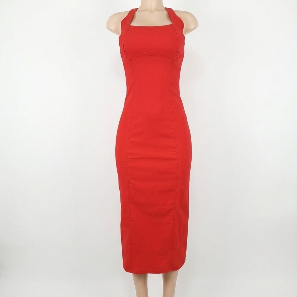 Trixxi Francescas New Size S Red Halter Midi Dress